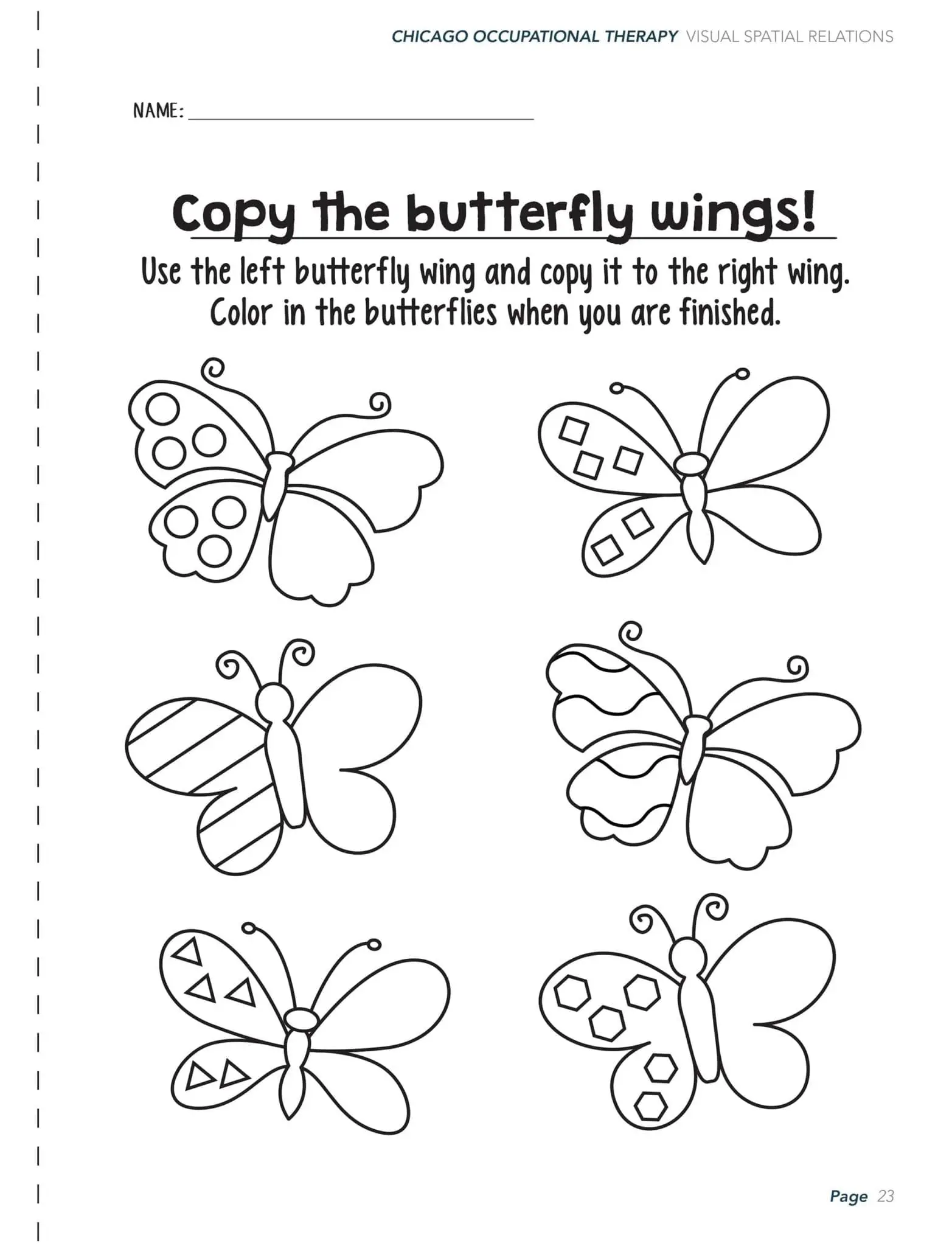 Visual Perceptual Activity Worksheets Chicago Occupational Therapy